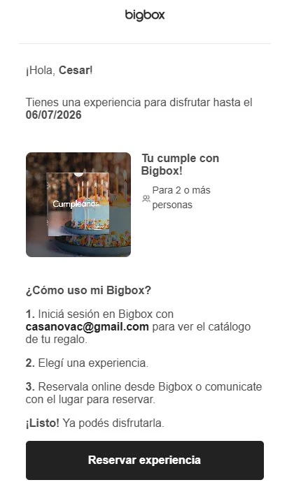 Email con mensaje