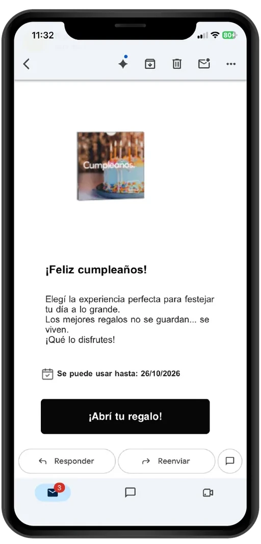 Email con el cat&aacute;logo de canje